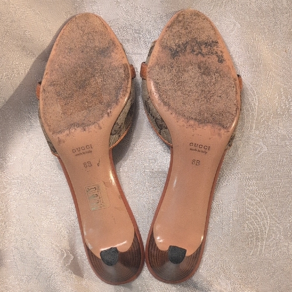 Gucci Women's Brown and Tan Kitten Heel Slides - Picture 4 of 13